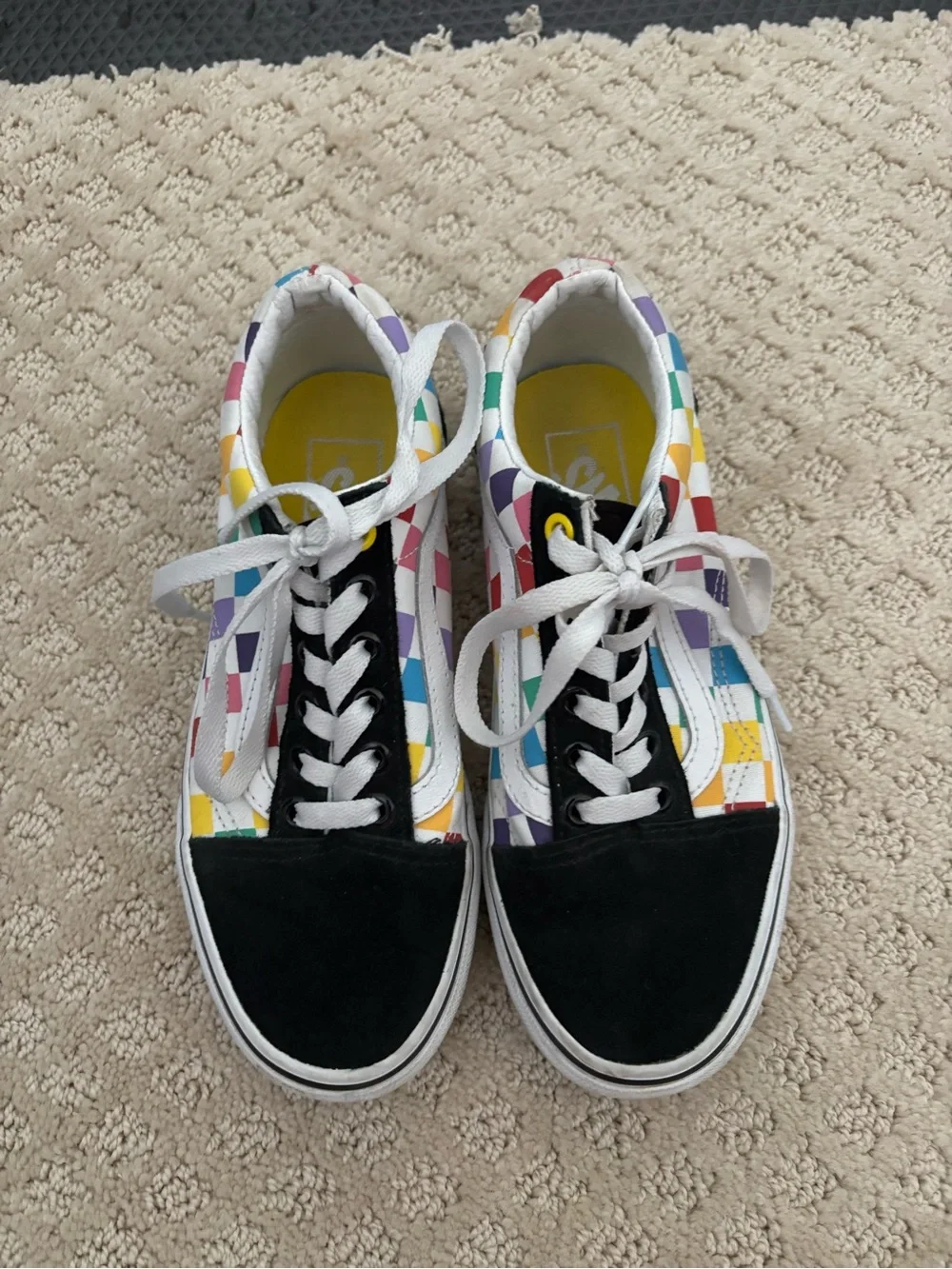 Vans Rainbow Check Sneakers with Black Toe Cap